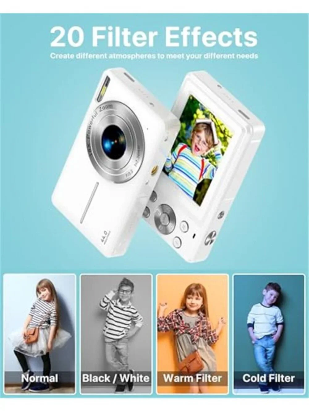 Digital Camera, Latest FHD 1080P Digital Camera for Teens with SD Card